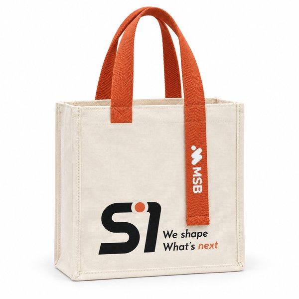 Túi tote canvas in logo (MSB) — ví dụ gợi ý "túi canvas", diện tích in logo lớn, phù hợp đặt số lượng rất lớn cho toàn nhà máy.