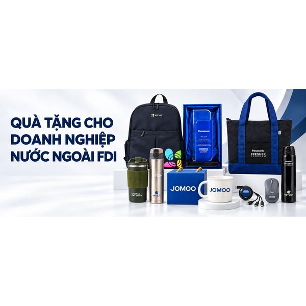 A selection of gift categories Now Creative Gifts has delivered for FDI enterprises — backpacks, insulated bottles, branded gift sets and matching tote bags.