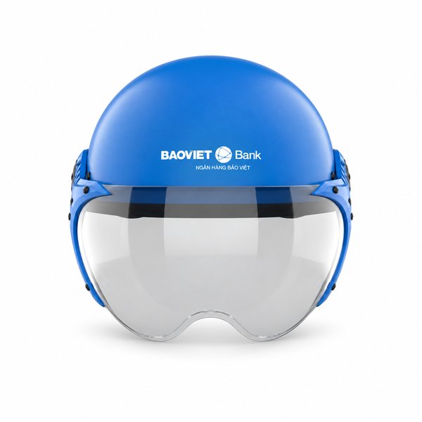 A motorbike helmet printed with the BAOVIET Bank logo — a distinctive, highly usable branded gift suited to appreciation events or large-scale client gifting.