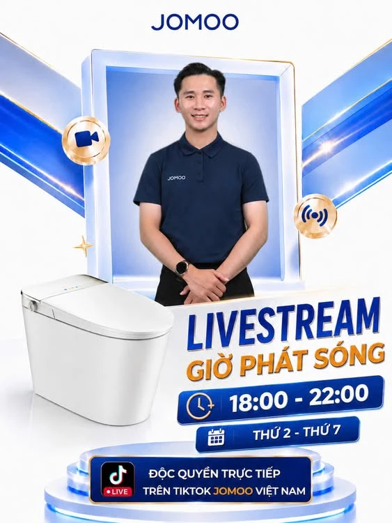 Kênh TikTok JOMOO Việt Nam với lịch livestream định kỳ của thương hiệu.