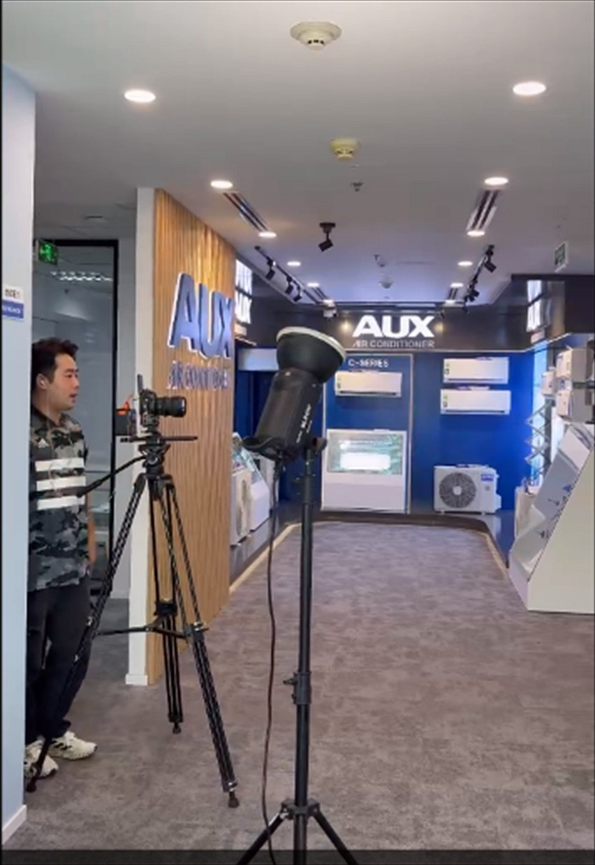 Behind the scenes of a short-video shoot in the AUX display space.