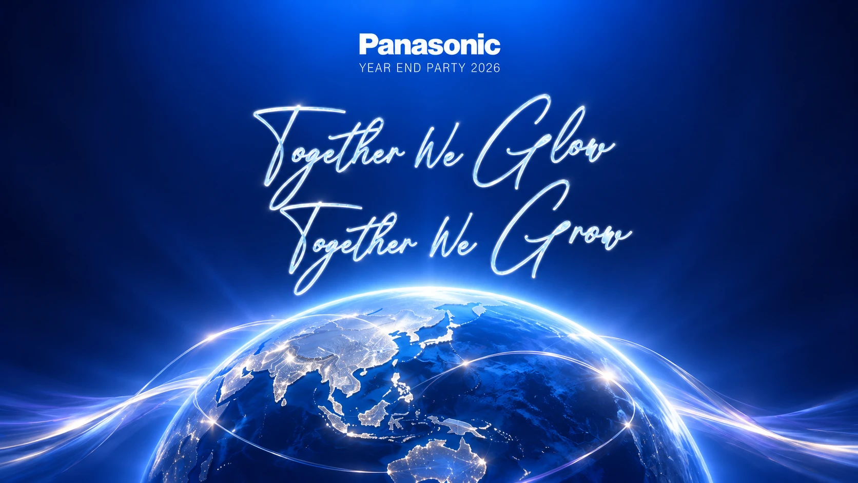 Key visual Together We Glow, Together We Grow trong đề xuất Year End Party Panasonic của Now Agency