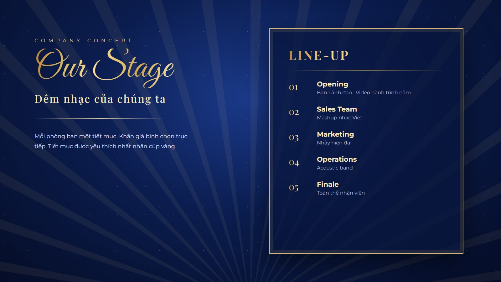 Line-up company concert Our Stage với tiết mục của từng phòng ban