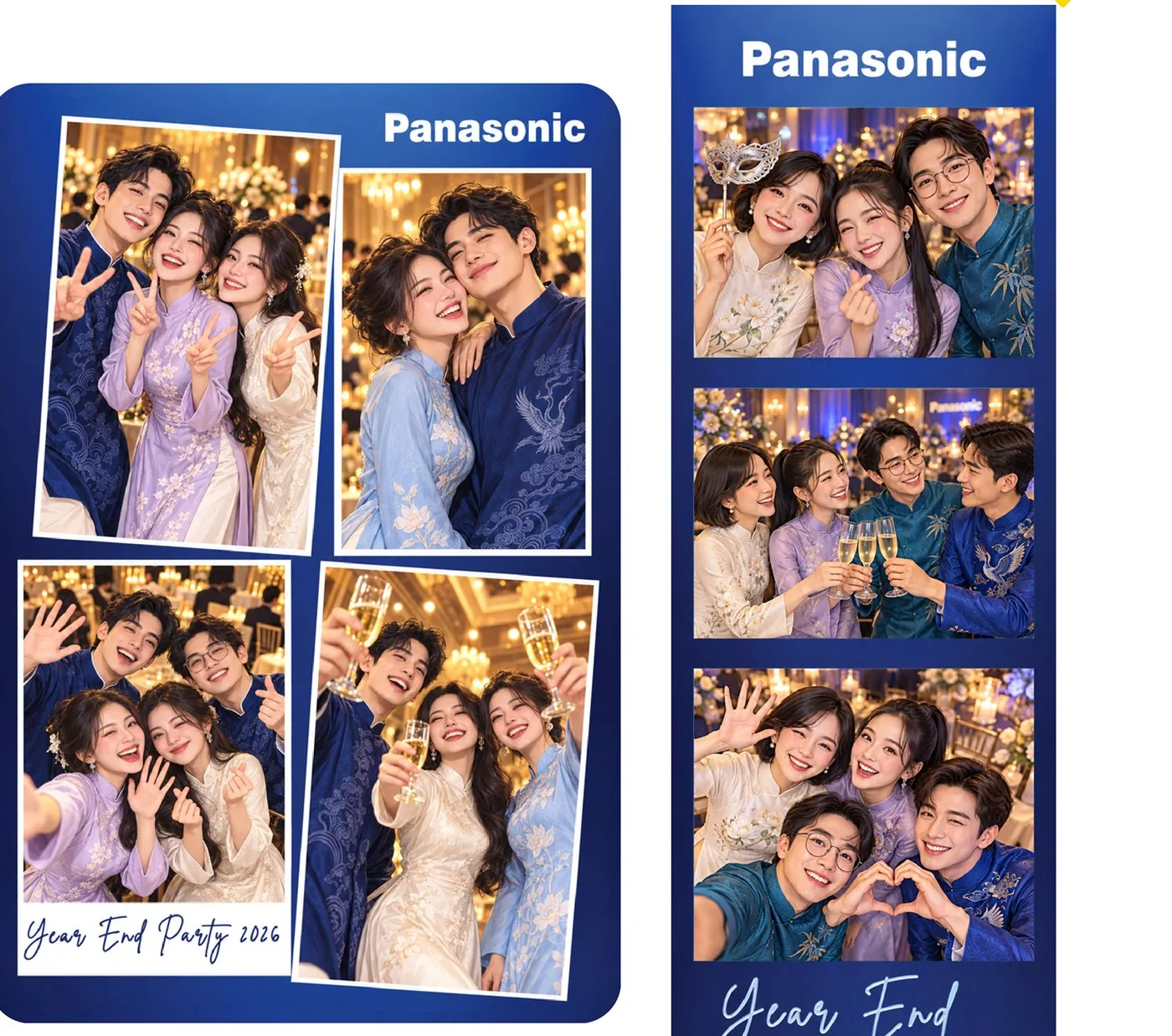 On-site photobooth print frames designed in the Panasonic Year End Party identity